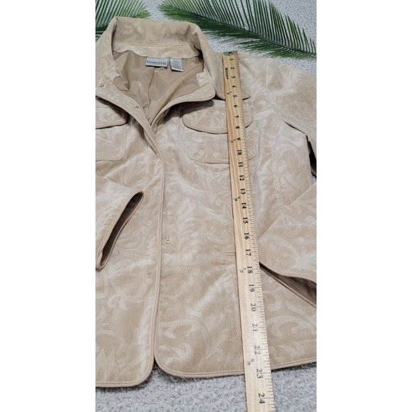 Chico's Womens Corduroy Cord Jacket Embossed Light Khaki w/ Front Pockets Size 2 - Picture 10 of 13